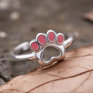 🐾 Heart Paw Print S 925 Silver Trendy Ring 🐾